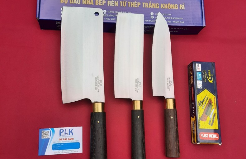 Combo bộ 3 dao chặt thái lọc rèn thép không gỉ Nhật SUS 420J2